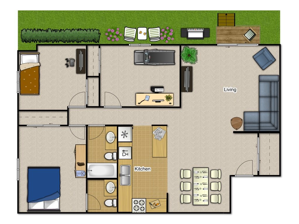 3 Bedroom 1.5 Bathroom Floor Plan 3 Bedroom 1.5 Bathroom Floor Plan at Springtree Apartments, Middleton, WI, 53562