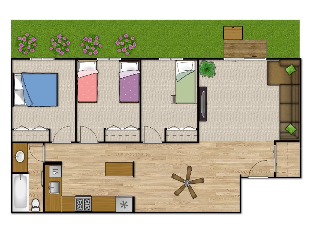 3 Bedroom 1 Bathroom Floor Plan 3 Bedroom 1 Bathroom Floor Plan at Springtree Apartments, Middleton, WI