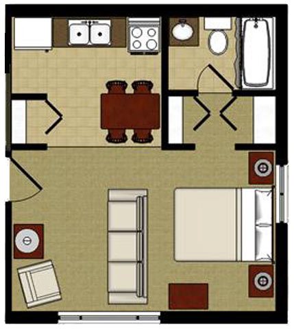 Canoe Studio 1 Bathroom Floor Plan Canoe Studio 1 Bathroom Floor Plan at The Birches Apartments, Joliet, 60435
