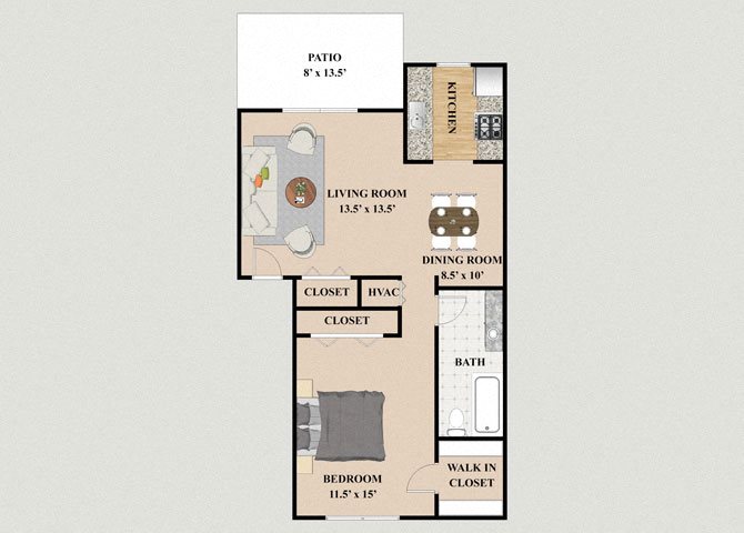 Ascot 1 Bedroom 1 Bathroom Floor Plan Ascot 1 Bedroom 1 Bathroom Floor Plan at Chateau Knoll