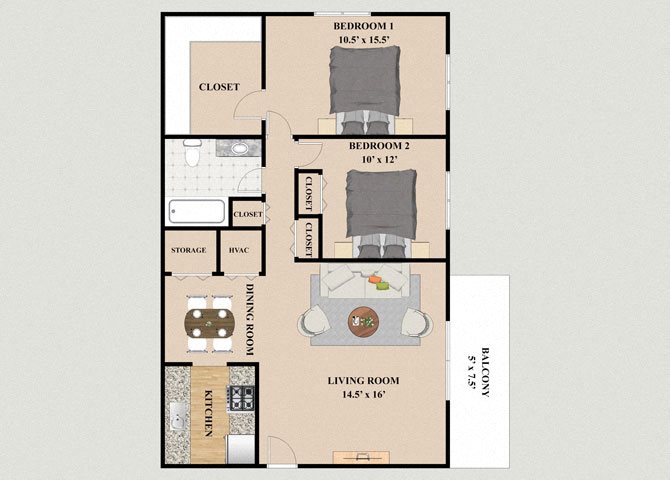 Innsbruck 2 Bedroom 1 Bathroom Floor Plan Innsbruck 2 Bedroom 1 Bathroom Floor Plan at Chateau Knoll