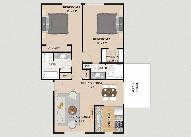 Normandy 2 Bedroom 2 Bathroom Floor Plan Normandy 2 Bedroom 2 Bathroom Floor Plan at Chateau Knoll