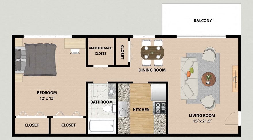 One Bedroom One Bathroom Floor Plan One Bedroom One Bathroom Floor Plan at Lincolnshire West