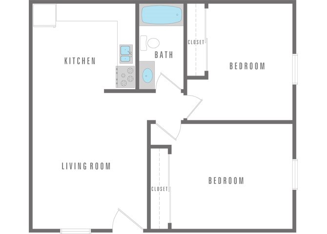 Hampton Court, 2 Bedroom Floor Plan 2