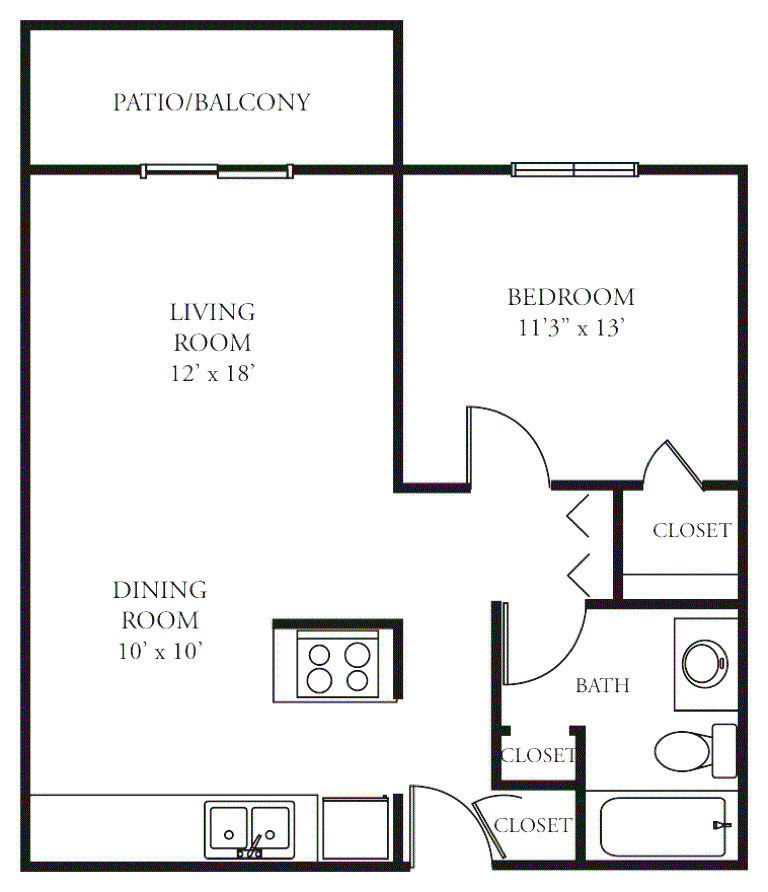 One bedroom Floor Plan 1
