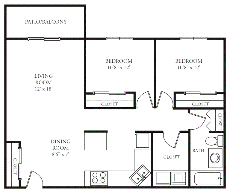 2 bedroom Floor Plan 3
