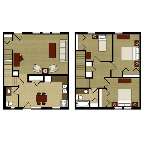 Three Bedroom Townhouse Floor Plan Three Bed Two Bath Spacious Floor Plan at Kensington Pointe, Madison, 53713