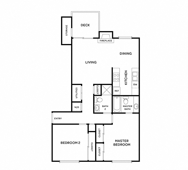 Two Bedroom Floor Plan l Seabridge at Glen Cove Apartments in Vallejo, CA