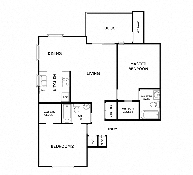 Two Bedroom Floor Plan l Seabridge at Glen Cove Apartments in Vallejo, CA