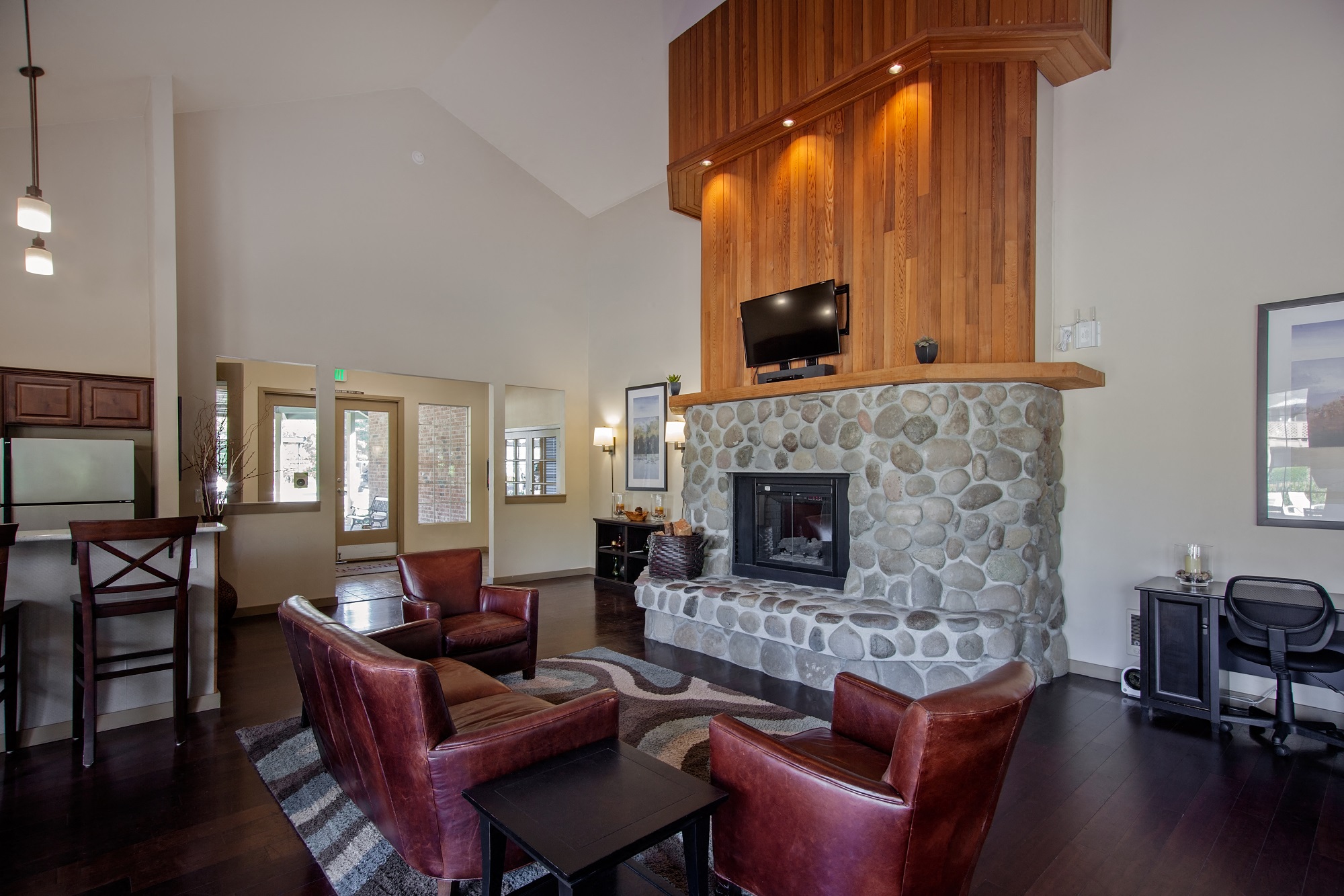 Stonesthrow Apartments Community Fireplace