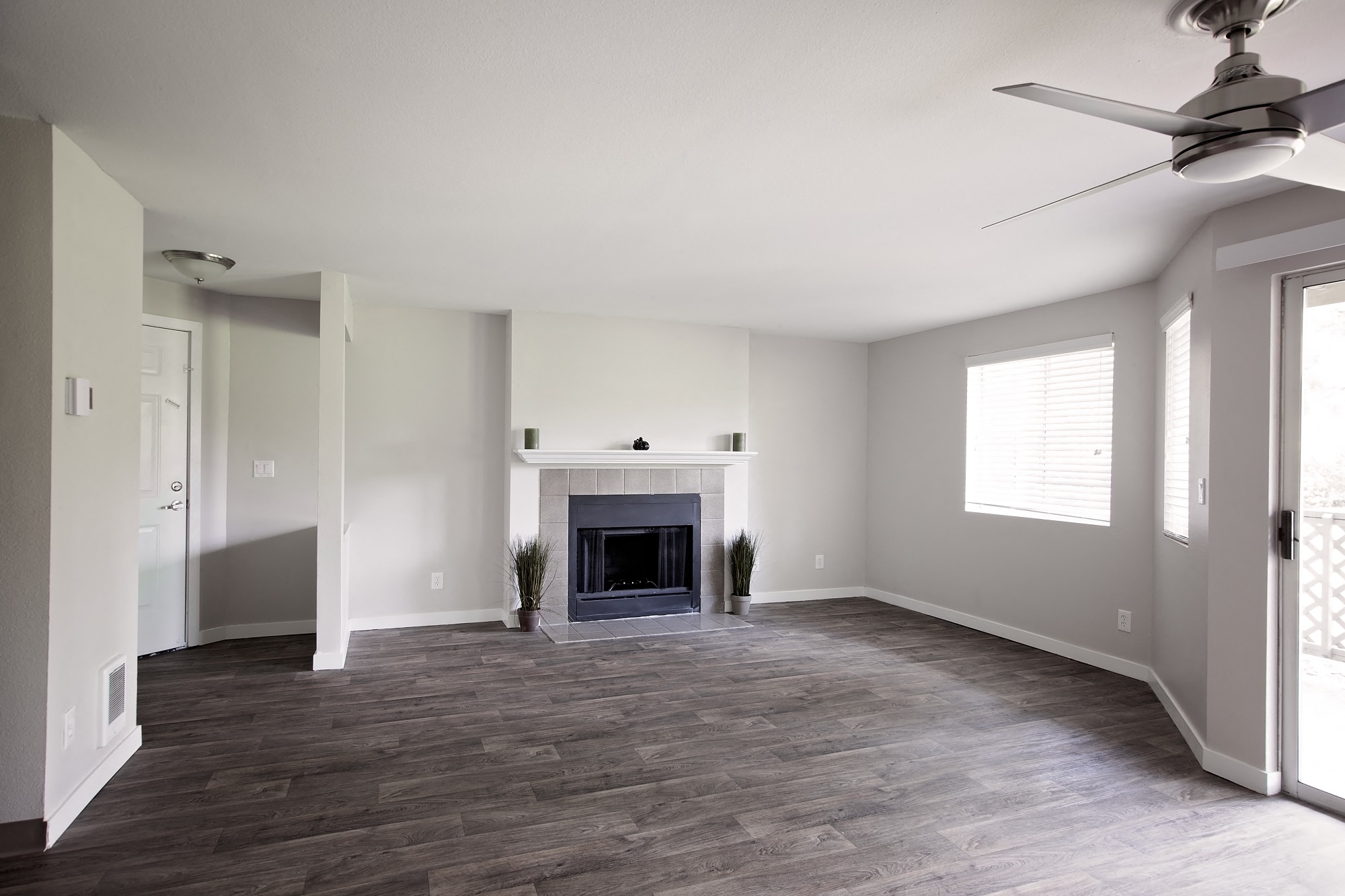 Stonesthrow Apartments Wood Floor and Fireplace