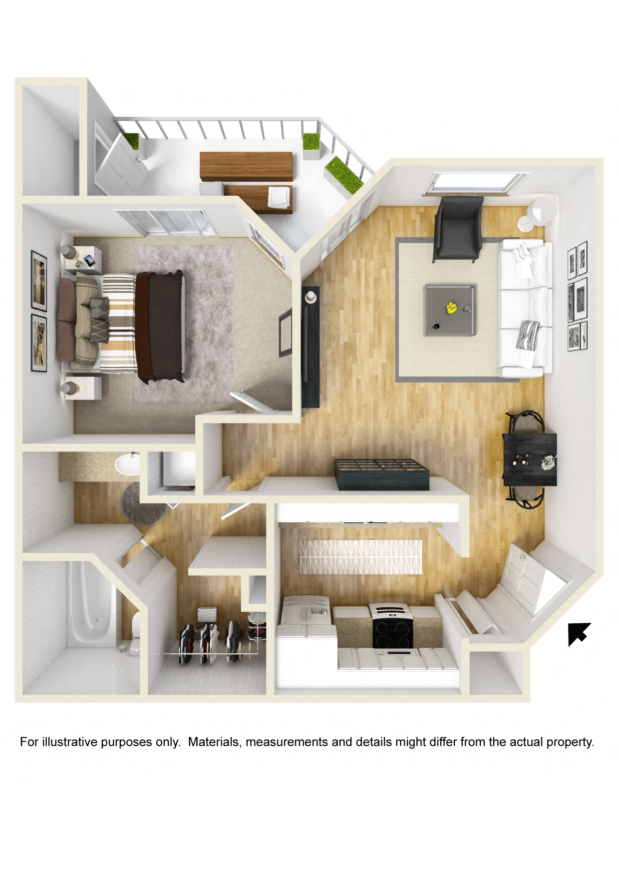 Stonesthrow Apartments_Tualatin, OR_Floor Plan_One Bedroom One Bathroom_A