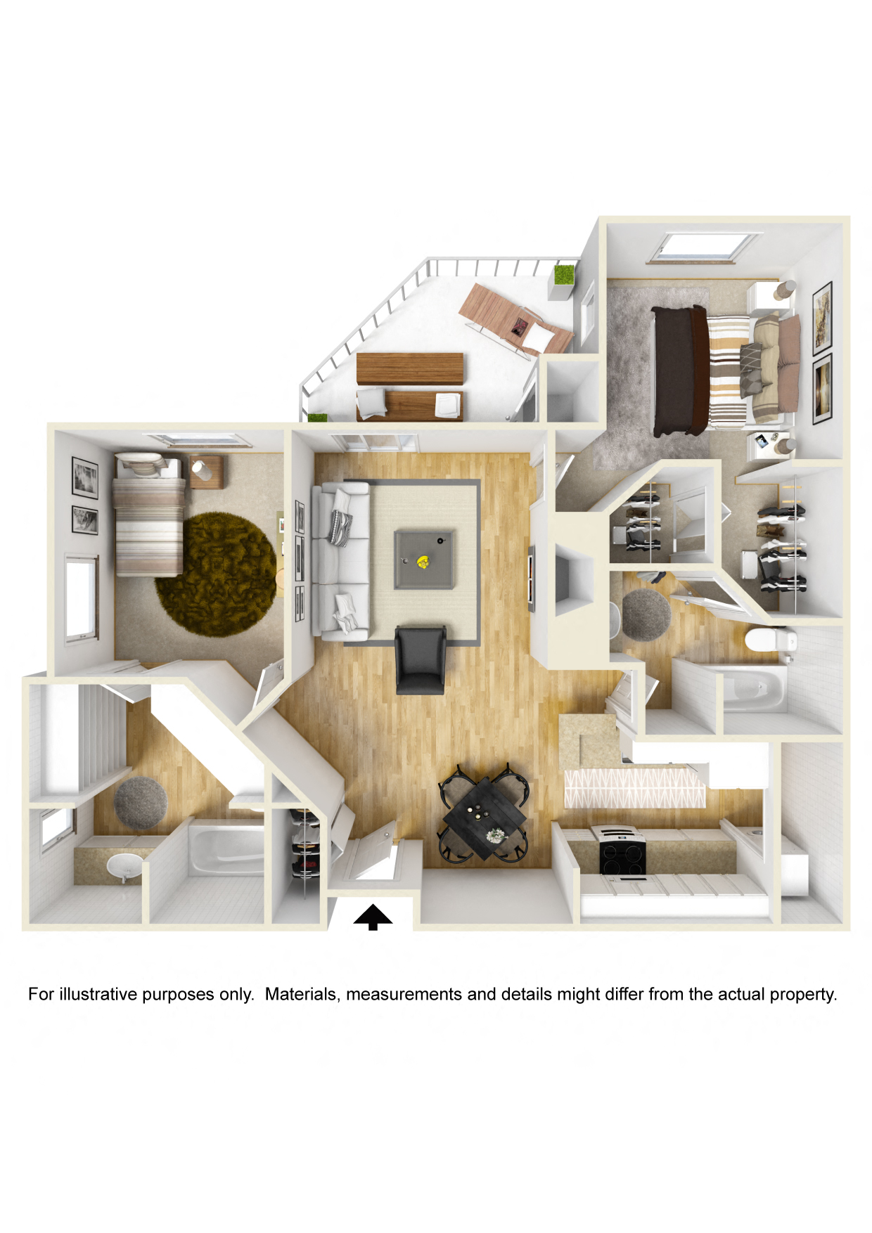 Stonesthrow Apartments_Tualatin, OR_Floor Plan_One Bedroom Two Bathroom