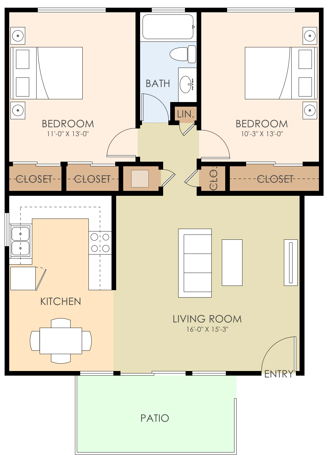 Two Bedroom One Bath
