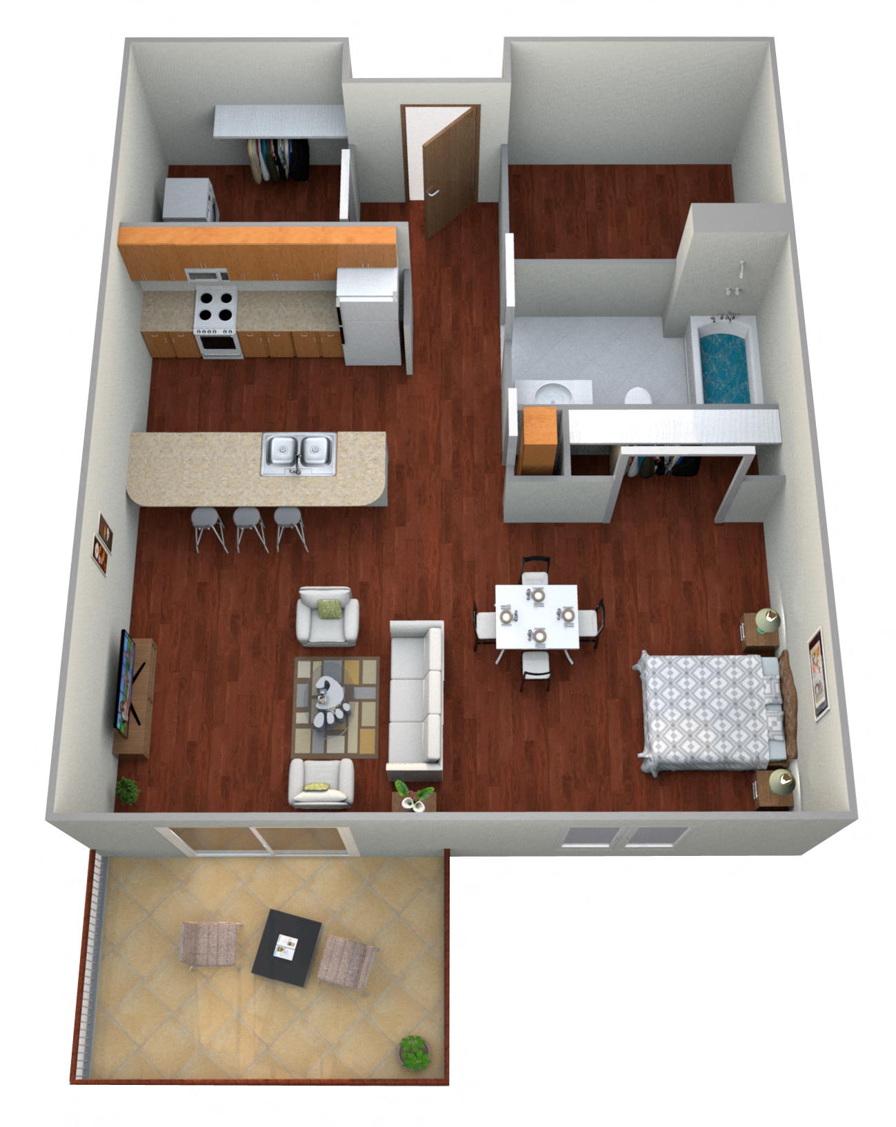 Studio Floor Plan View at Grayhawk Apartments, Fargo