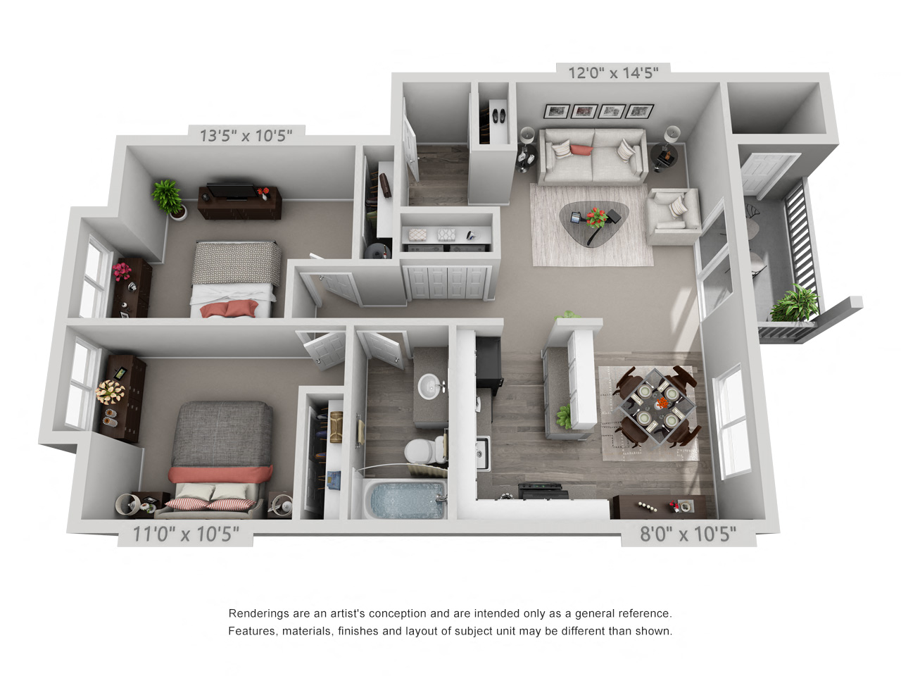 Fremont Floor Plan at Townfair Apartments, Gresham