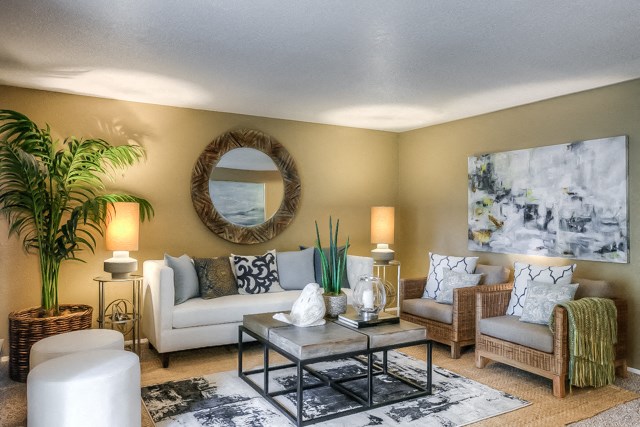 Living Room Interior at Woodcreek Apartments, Fairview, 97024