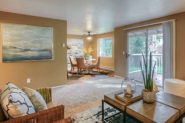 Living And Dining at Woodcreek Apartments, Fairview, Oregon