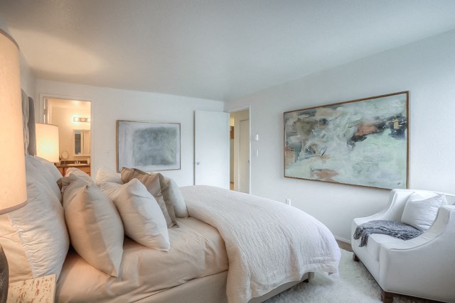 Comfortable Bedroom at Woodcreek Apartments, Fairview, OR, 97024