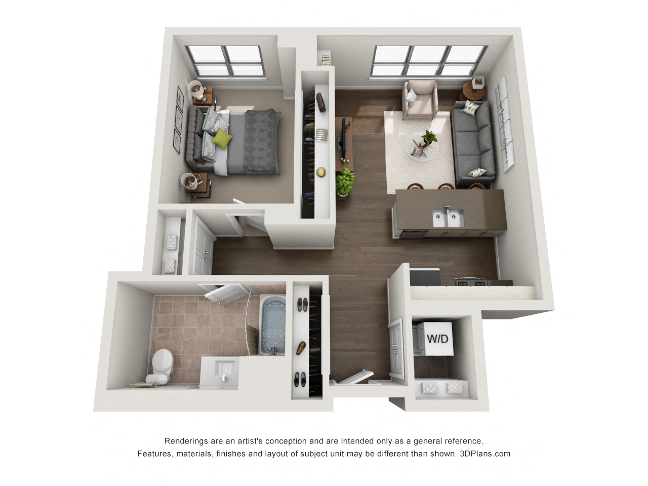 Studio 1 2 Bedroom Apartments In Chicago Il The Madison At Racine Suite A Floorplan