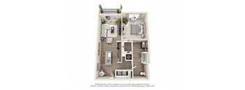 1 Bedroom 1 Bath A11a 3D Floor Plan Layout at The Edison Lofts Apartments, Raleigh, North Carolina