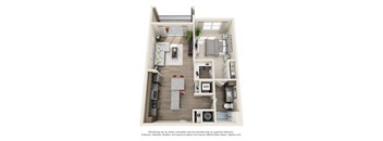 1 Bedroom 1 Bath A5 3D Floor Plan Layout at The Edison Lofts Apartments, Raleigh
