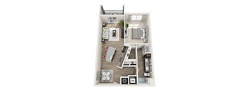 1 Bedroom 1 Bath A9 3D Floor Plan Layout at The Edison Lofts Apartments, Raleigh, NC, 27601
