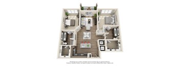 2 Bedroom 2 Bath B6 3D Floor Plan Layout at The Edison Lofts Apartments, Raleigh, NC
