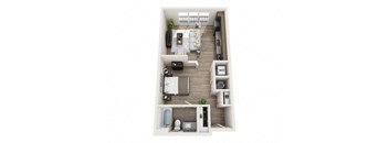 Studio S2 3D Floor Plan Layout at The Edison Lofts Apartments, North Carolina