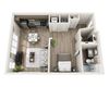 Studio S3 3D Floor Plan Layout Studio S3 3D Floor Plan Layout at The Edison Lofts Apartments, Raleigh, NC