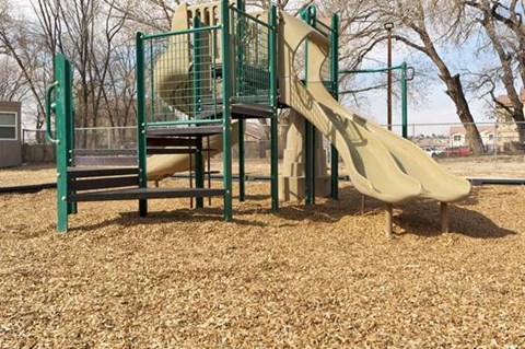 a playground with a slide and