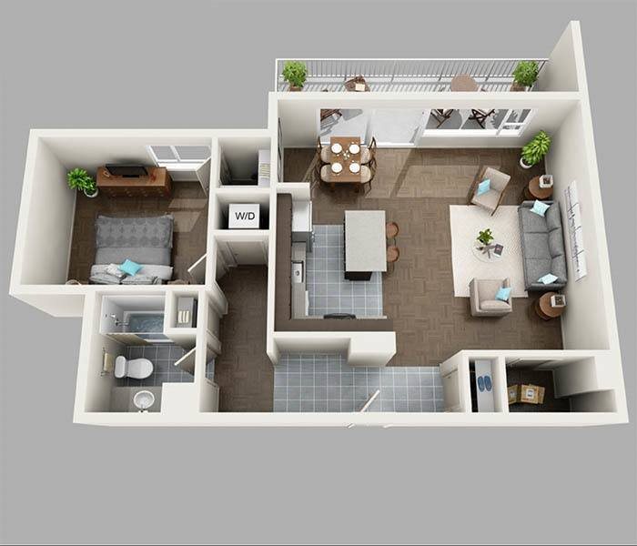 Panorama Apartments Apartments For Rent in Seattle, Washington 98101 One Bedroom Floor Plan at Panorama Apartments Apartments For Rent in Seattle, Washington