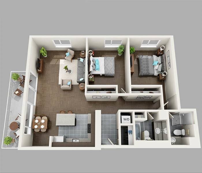Panorama Apartments Apartments For Rent in Seattle, Washington 98101 Two Bedroom North Floor Plan at Panorama Apartments Apartments For Rent in Seattle, Washington