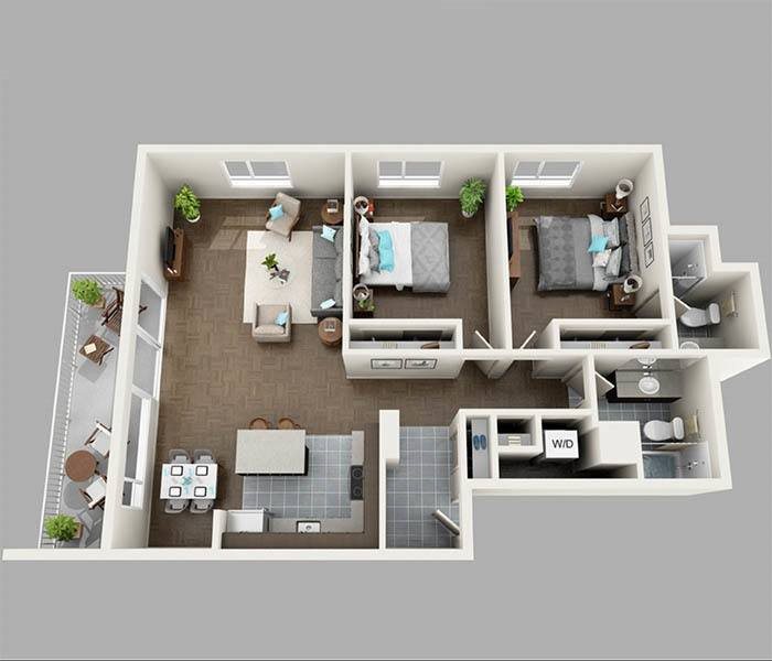 Panorama Apartments Apartments For Rent in Seattle, Washington 98101 Two Bedroom South Floor Plan at Panorama Apartments Apartments For Rent in Seattle, Washington