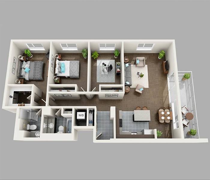 Panorama Apartments Apartments For Rent in Seattle, Washington 98101 Three Bedroom Floor Plan at Panorama Apartments Apartments For Rent in Seattle, Washington