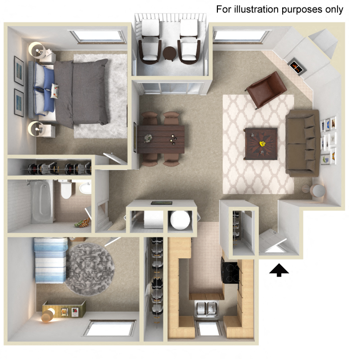 Delmar Floor plan at Silver Bay Apartments, Boise