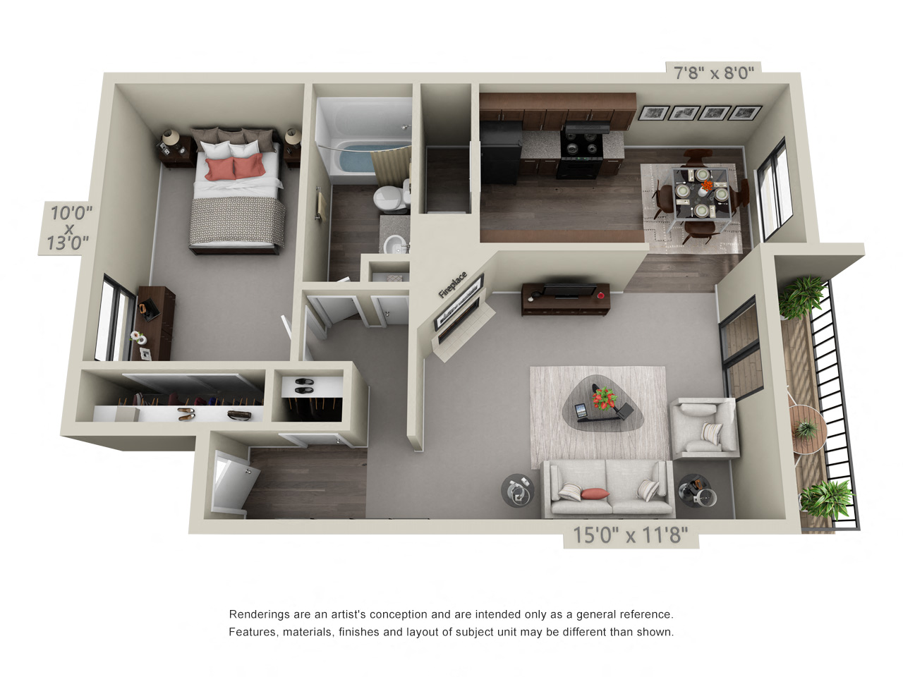 Hood Floor Plan at Waverly Gardens Apartments, Oregon