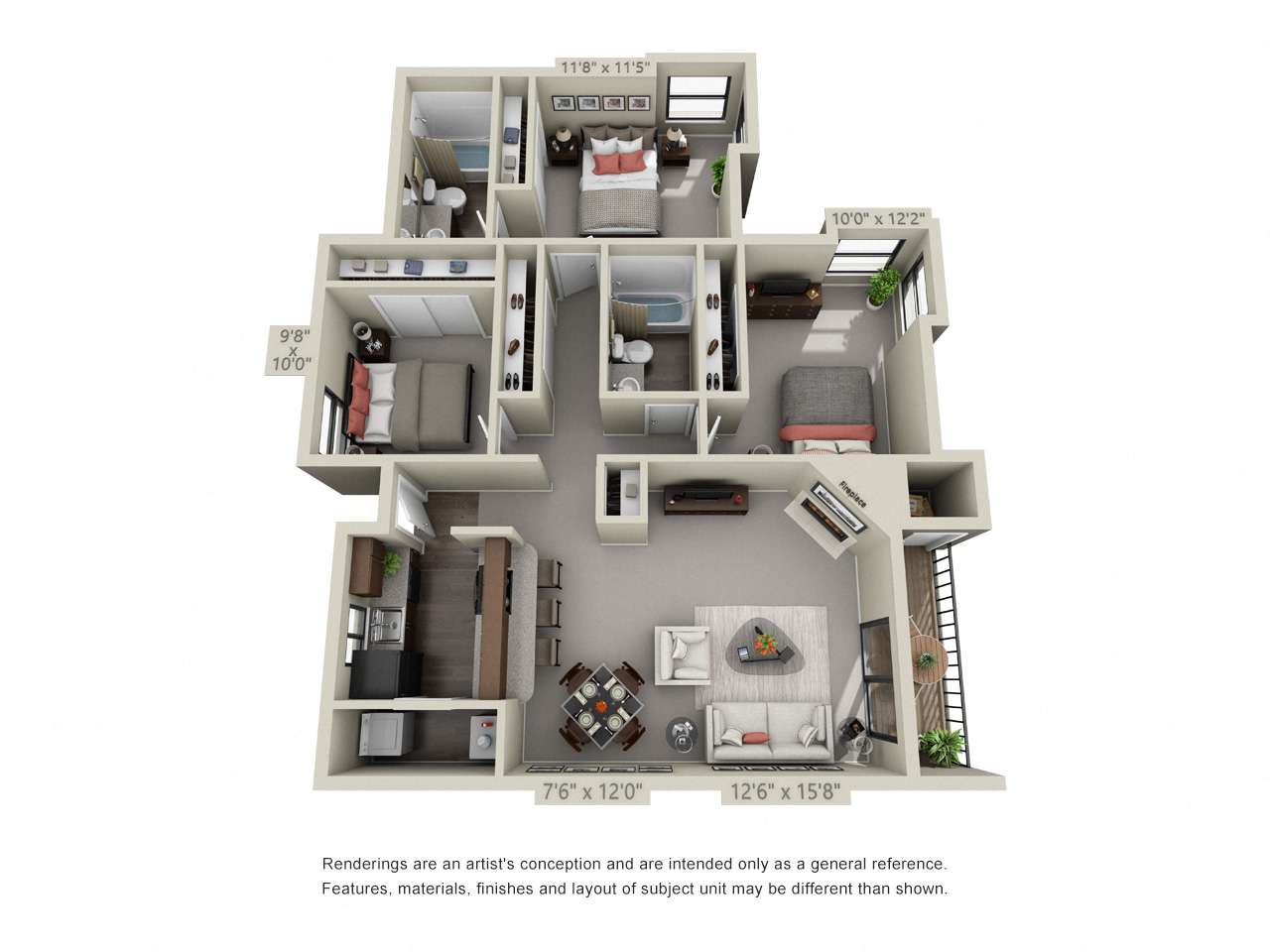 Bachelor Floor Plan at Waverly Gardens Apartments, Portland, OR, 97233
