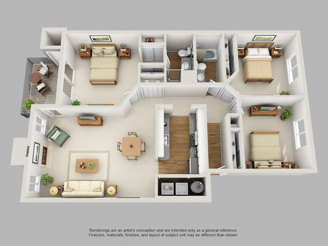 Portland, OR Clermont Apartments 3 bedroom 2 bath