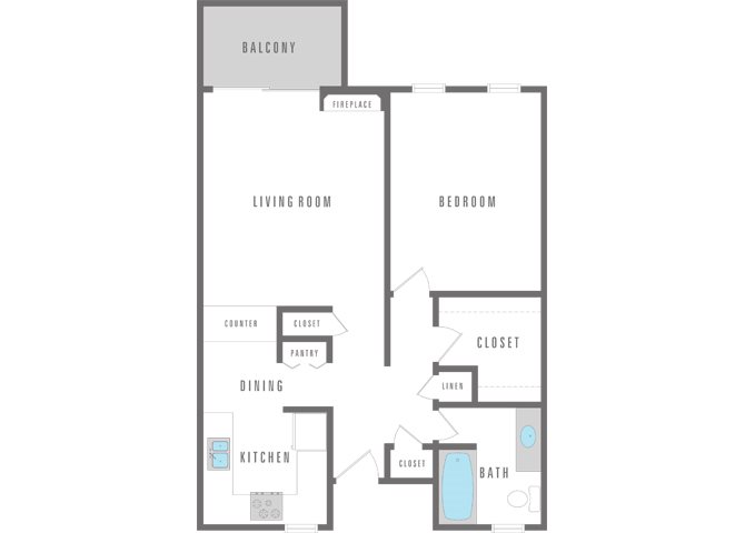 1 Bedroom 1 Bath Floor Plan 2