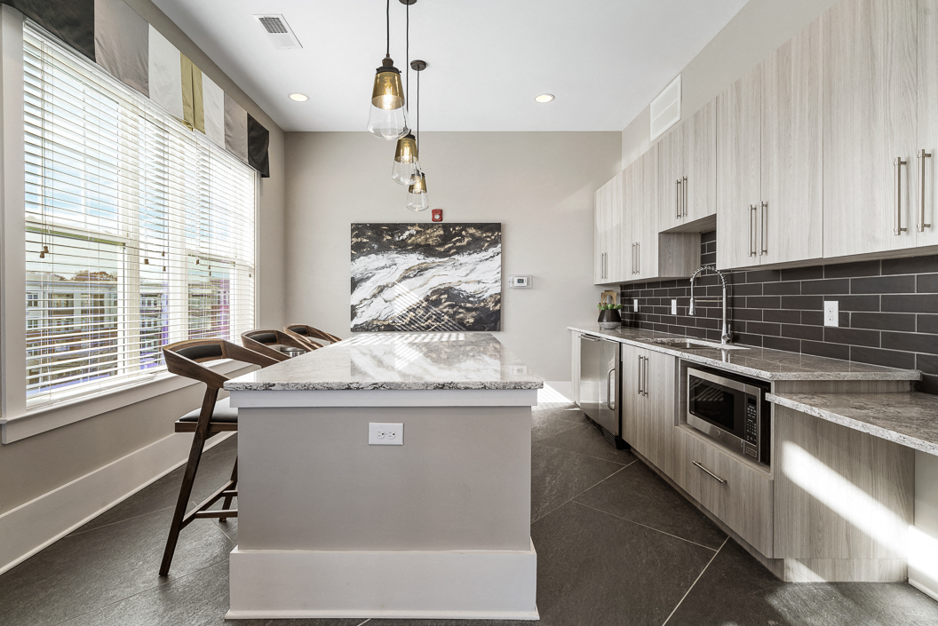 Entertaining Kitchen in the Sky Lounge with Views of Downtown Greensboro