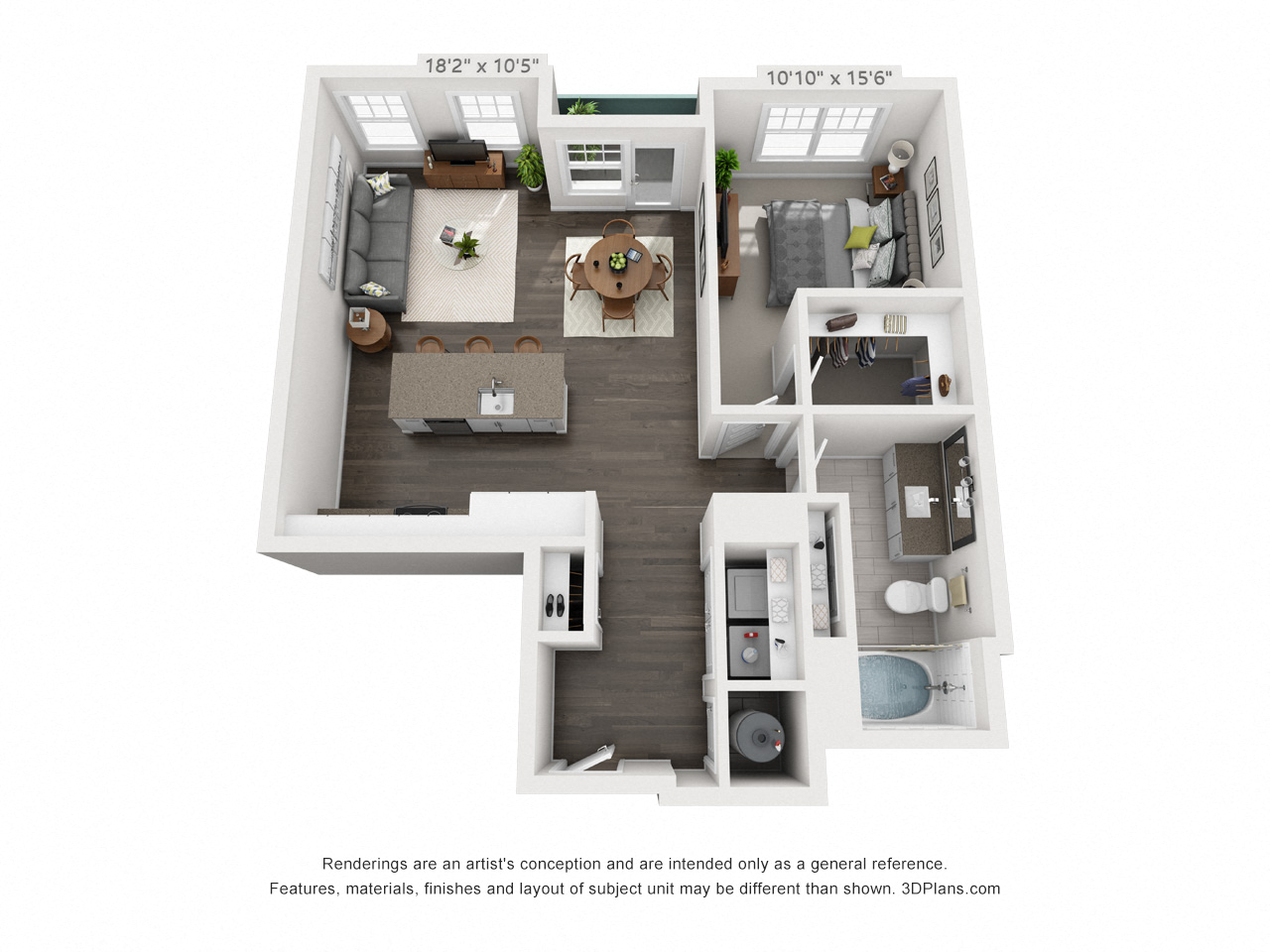 Hawthorne at Friendly One Bedroom Aster Floor Plan