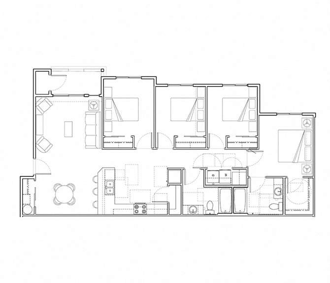 4x2 Floor Plan  Apartments For Rent in Lacey, WA l Copper Wood Apts