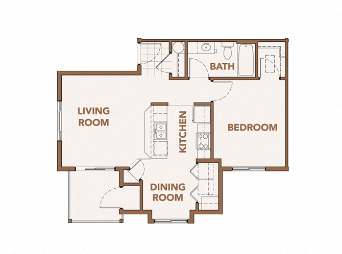 1x1 Apartments Floor Plan For Rent in Lacey, WA l Copper Wood Apts