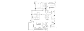 2 bedroom + 2 bathroom apartment floor plan at Summhill Village apartments in Nanaimo, BC