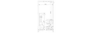 Studio apartment + 1 bathroom floor plan at Summerhill Village apartments in Nanaimo, BC