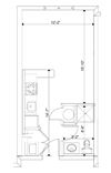 Studio apartment + 1 bathroom floor plan at Summerhill Village apartments in Nanaimo, BC