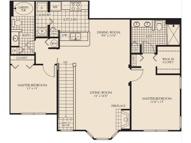 Arbor Lakes Barksdale Floor Plan Two Bedroom Two Bathroom With Garage Sanford Orlando Florida