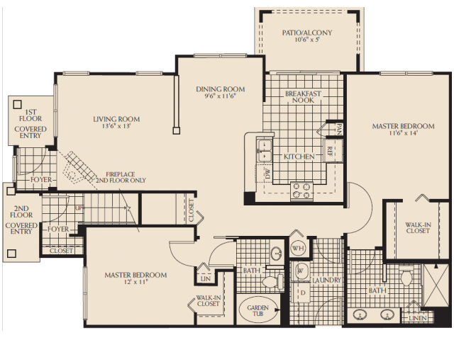 Arbor Lakes Forsythe Floor Plan Two Bedroom Two Bathroom With Garage Sanford Orlando Florida