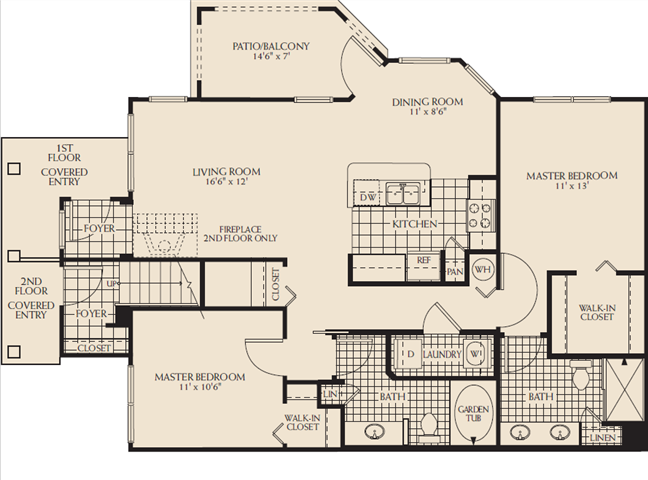 Arbor Lakes Hamilton Floor Plan Two Bedroom Two Bathroom Sanford Orlando Florida